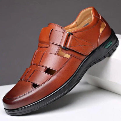 ✨👞【38-44】2025 Vară Sandale Bărbați Piele de vacă Respirabil Hollow Anti-alunecare Casual