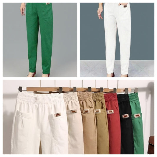 【Cumpărați 1, primiți 1 gratuit】HOT SALE-50%Pantaloni de damă din bumbac cu talie elastică_4038265